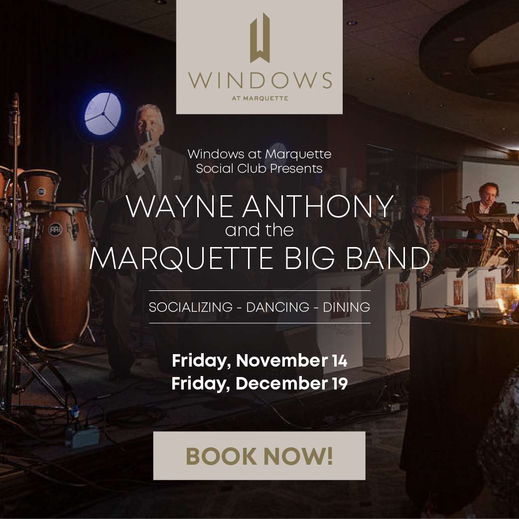 Advertisement for Marquette Hotel, promoting 2025/2026 group events with exclusive perks. Includes a call to action to connect today.